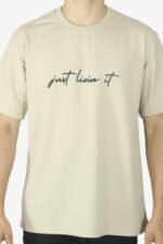 Just Livin It – Beige Oversized T-Shirt - Image 2