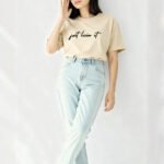 Just Livin It – Beige Oversized T-Shirt