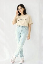 Just Livin It – Beige Oversized T-Shirt