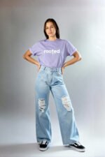 Oversized Fit Cotton Purple T-Shirt